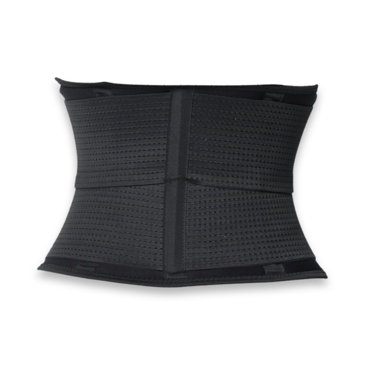 Back view of FatouFIT Waist Trainer showing structured support design and adjustable double compression strap design, made with neoprene fabric.